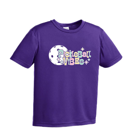 Pickleball Vibes | Youth Short Sleeve Pickleball Performance T-Shirts | 100% Polyester