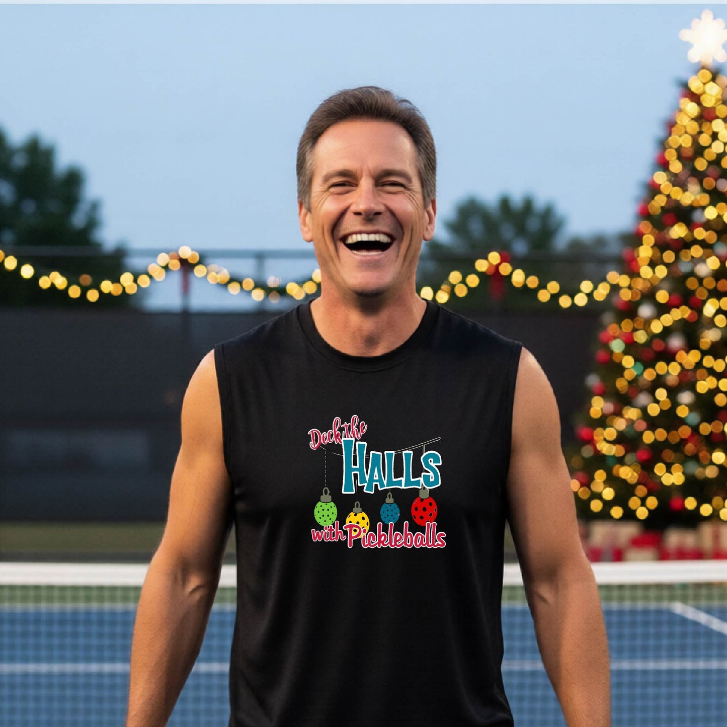 Men’s Christmas Pickleball Shirt – Holiday Pickleball Athletic Shirts & Gift for Players Long-Sleeve