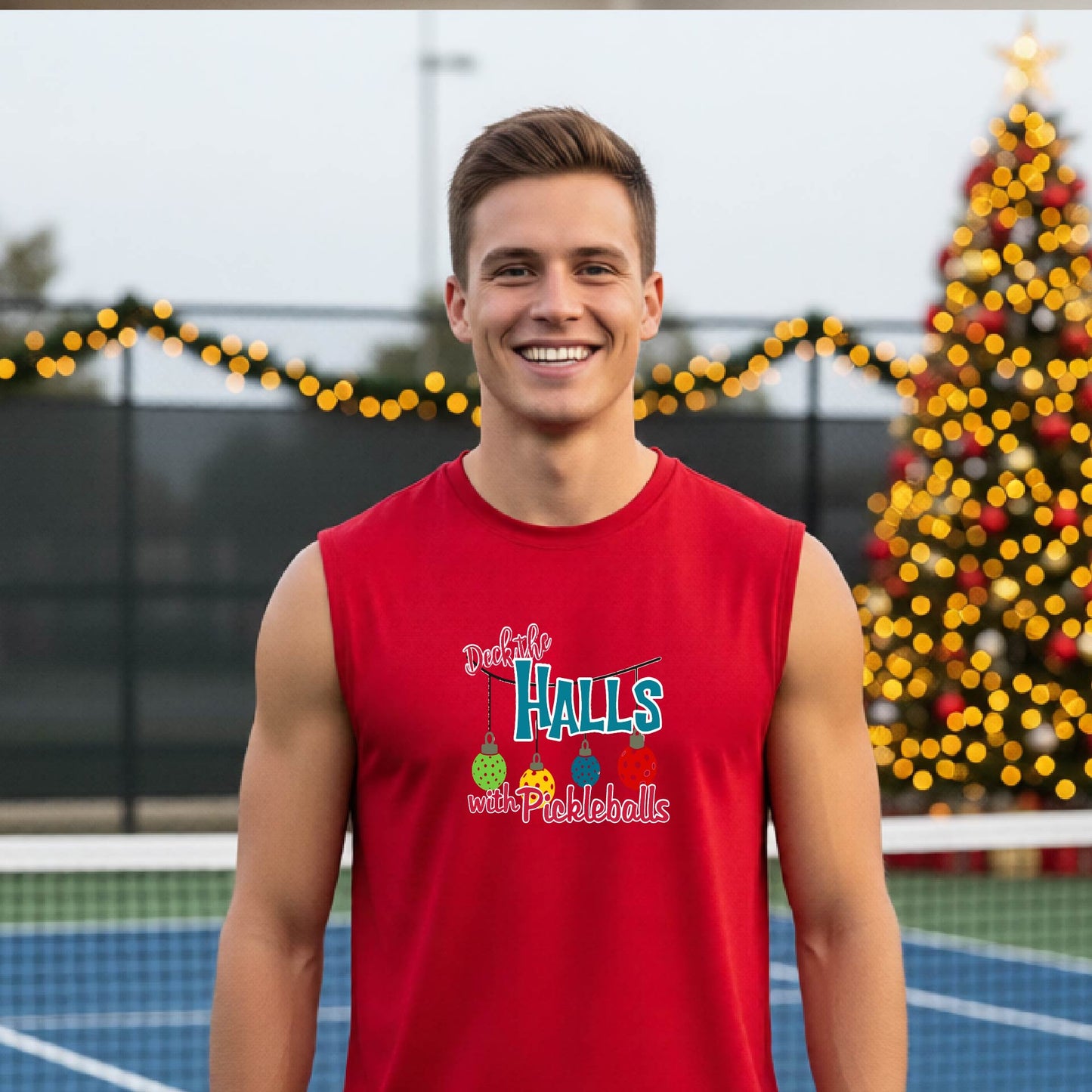 Men’s Christmas Pickleball Shirt – Holiday Pickleball Athletic Shirts & Gift for Players Long-Sleeve