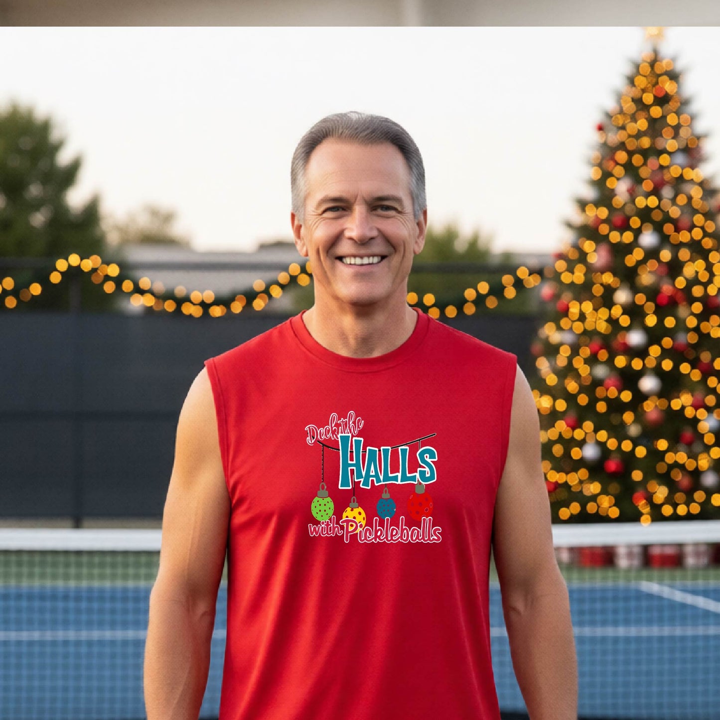 Men’s Christmas Pickleball Shirt – Holiday Pickleball Athletic Shirts & Gift for Players Long-Sleeve