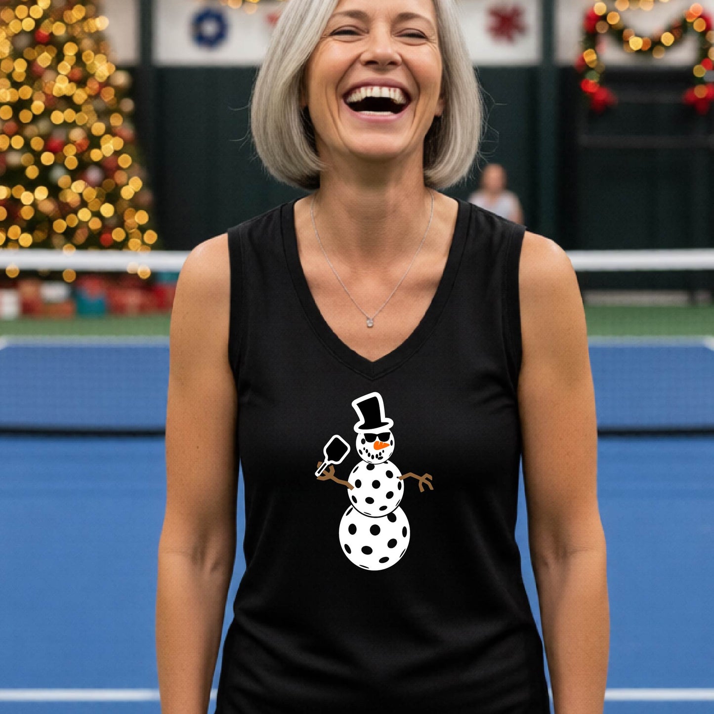 Christmas Pickleball Tee for Women Festive Womens Holiday Shirt Pickleball Gift Sleeveless