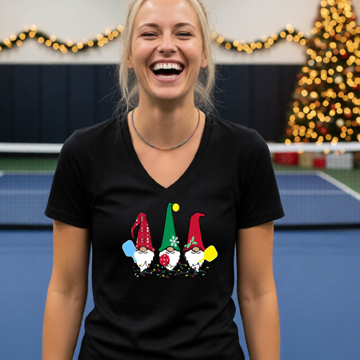 Christmas Pickleball Shirt for Women Women’s Holiday Sports Tee Pickleball Player Short-Sleeve