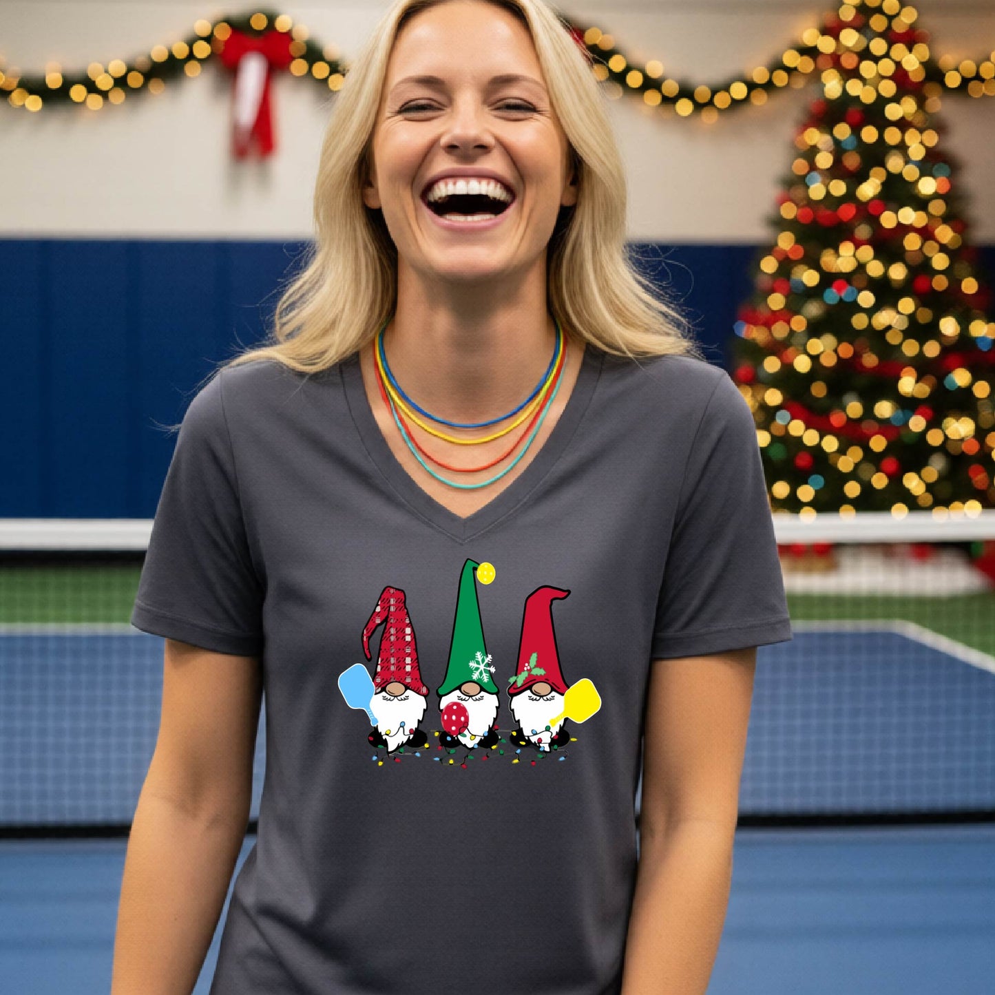 Christmas Pickleball Shirt for Women Women’s Holiday Sports Tee Pickleball Player Short-Sleeve