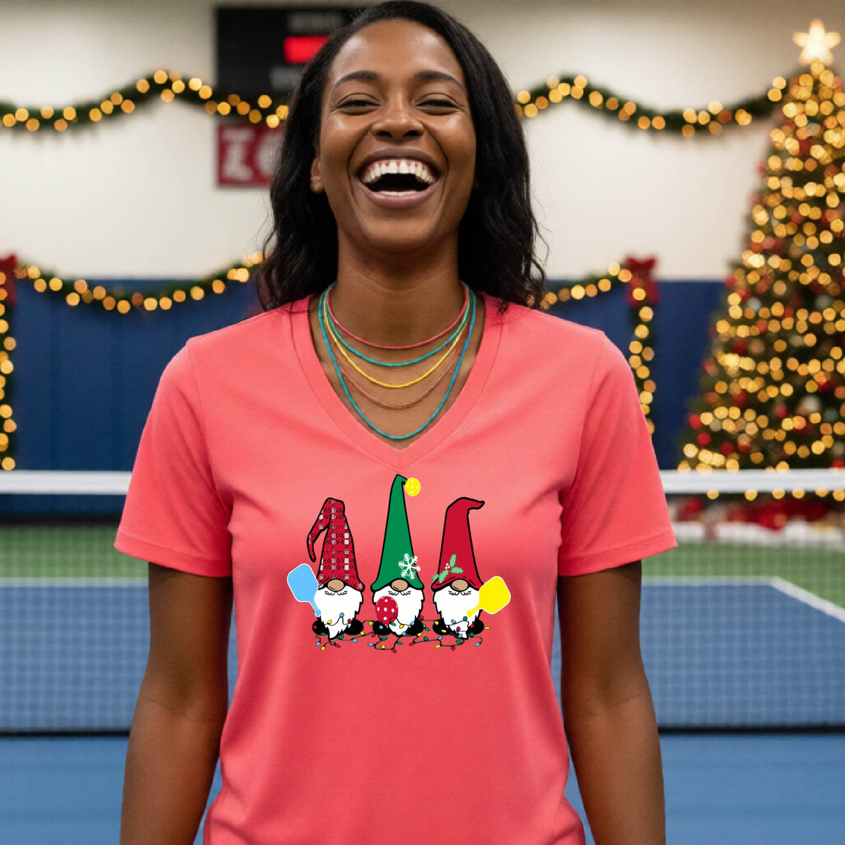 Christmas Pickleball Shirt for Women Women’s Holiday Sports Tee Pickleball Player Short-Sleeve