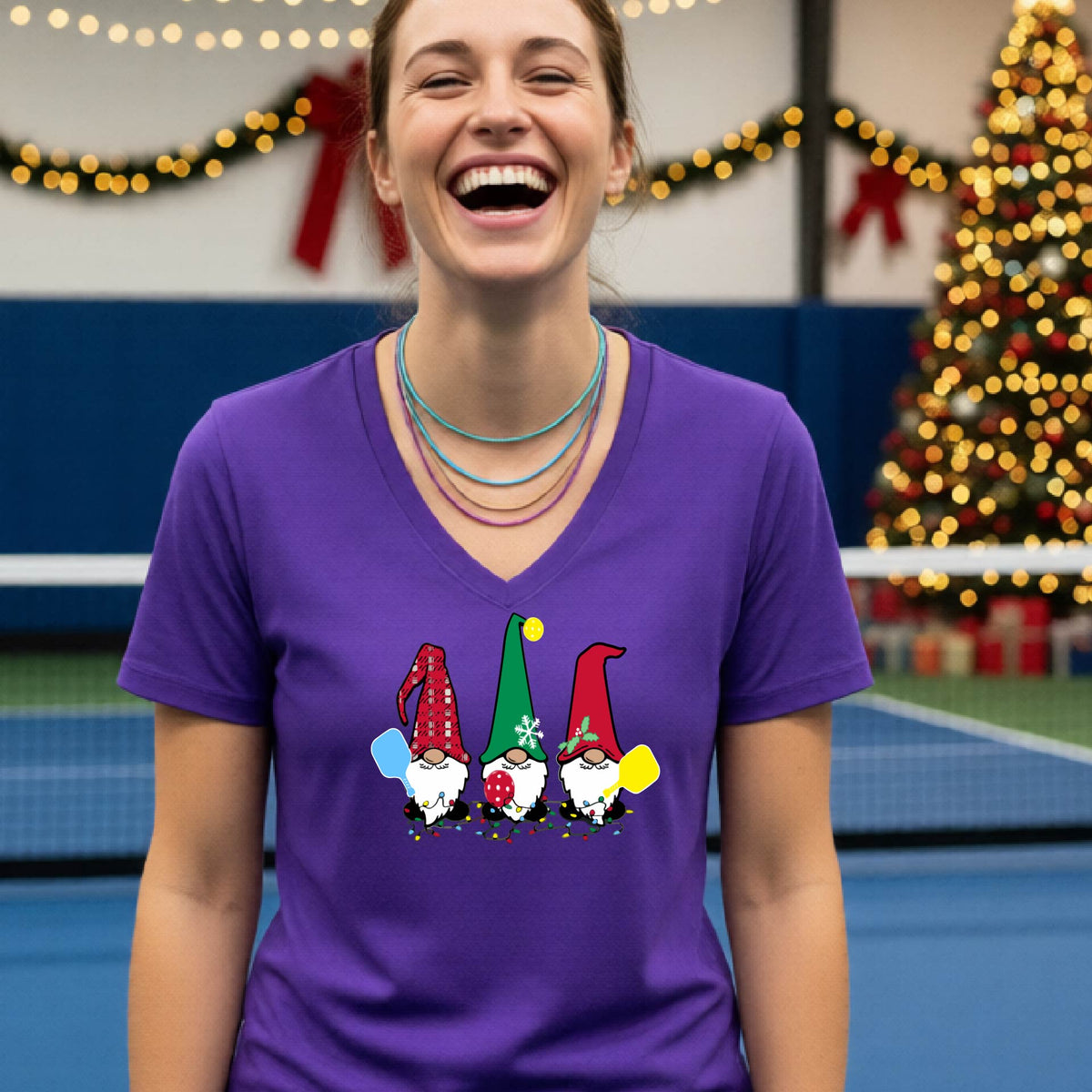Christmas Pickleball Shirt for Women Women’s Holiday Sports Tee Pickleball Player Short-Sleeve