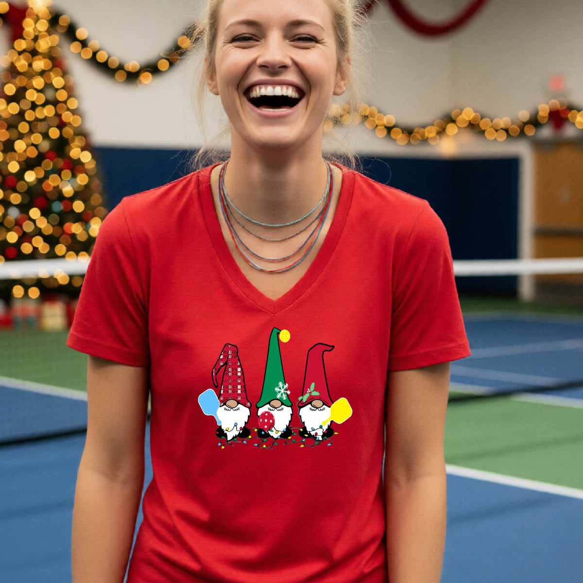 Christmas Pickleball Shirt for Women Women’s Holiday Sports Tee Pickleball Player Short-Sleeve