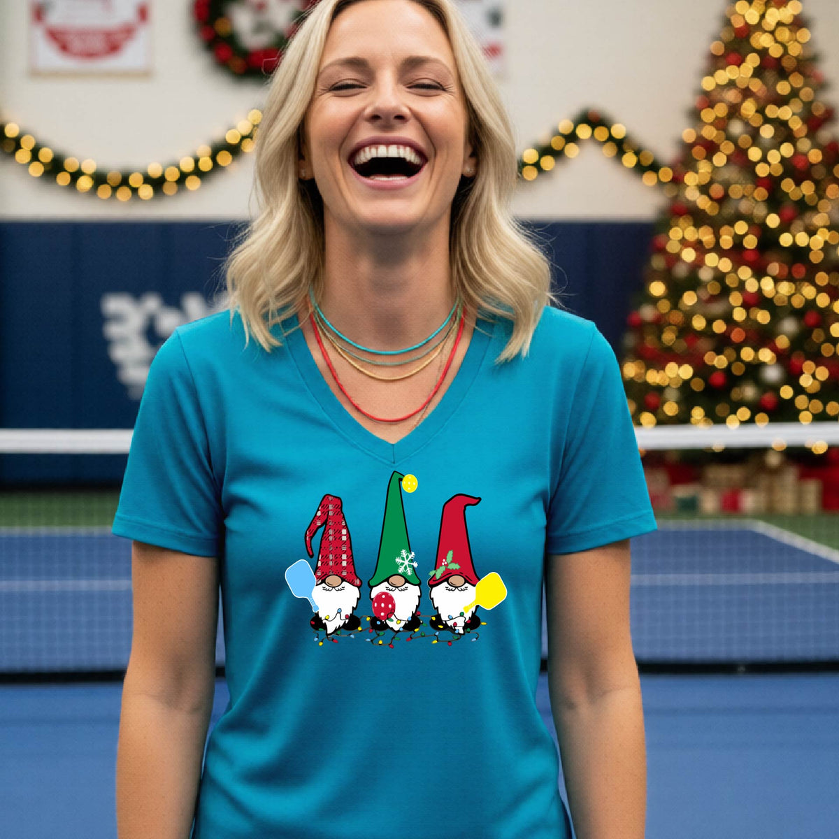 Christmas Pickleball Shirt for Women Women’s Holiday Sports Tee Pickleball Player Short-Sleeve