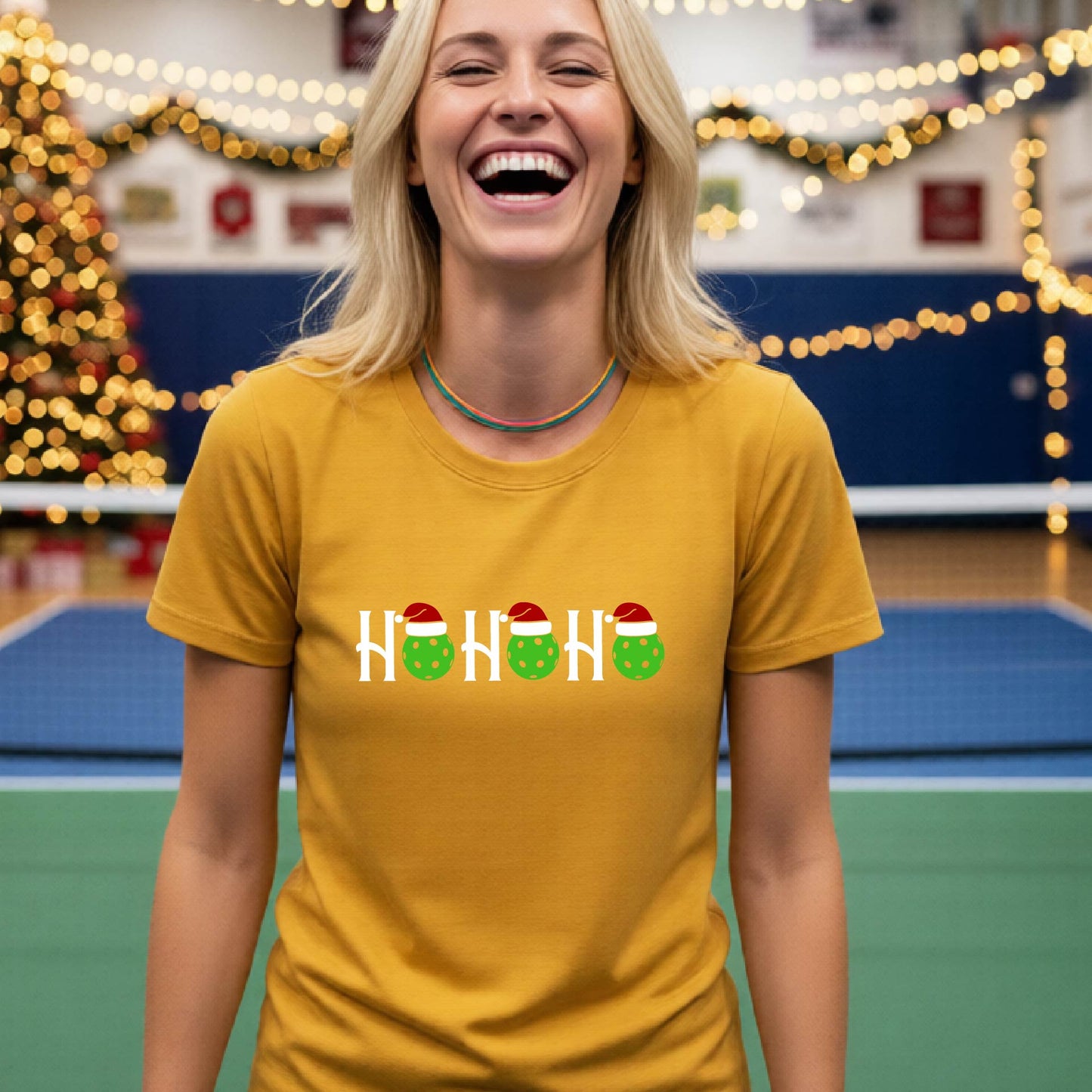Womens Christmas Pickleball Shirt Holiday Pickleball Tee Festive Christmas Gift Short-Sleeve