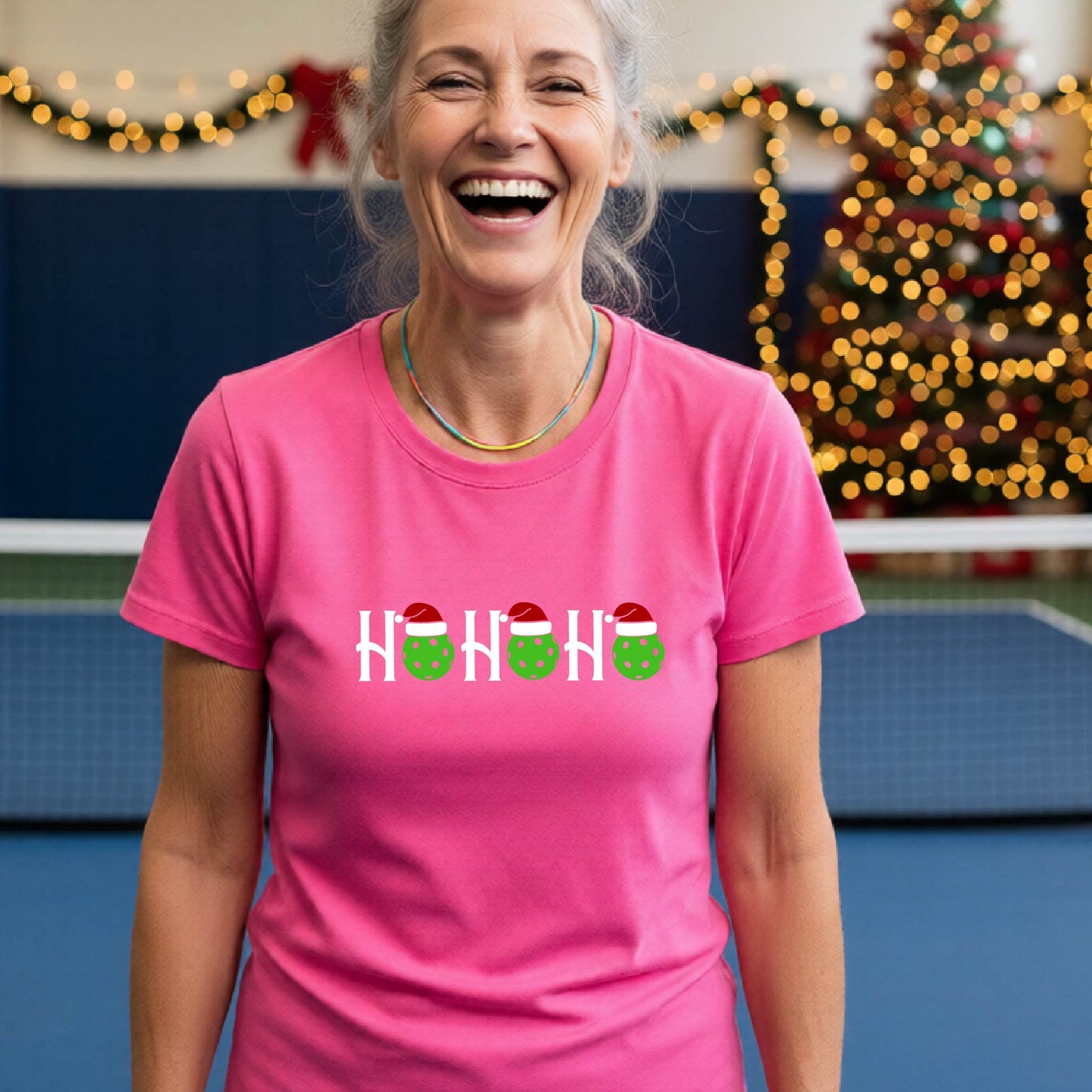 Womens Christmas Pickleball Shirt Holiday Pickleball Tee Festive Christmas Gift Short-Sleeve