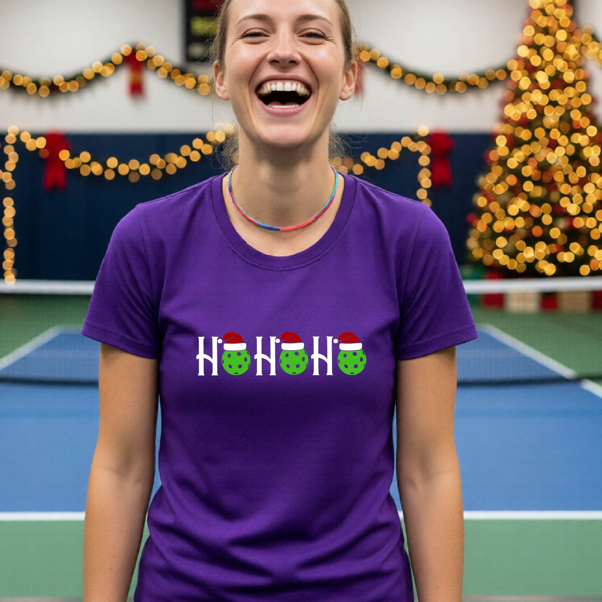 Womens Christmas Pickleball Shirt Holiday Pickleball Tee Festive Christmas Gift Short-Sleeve