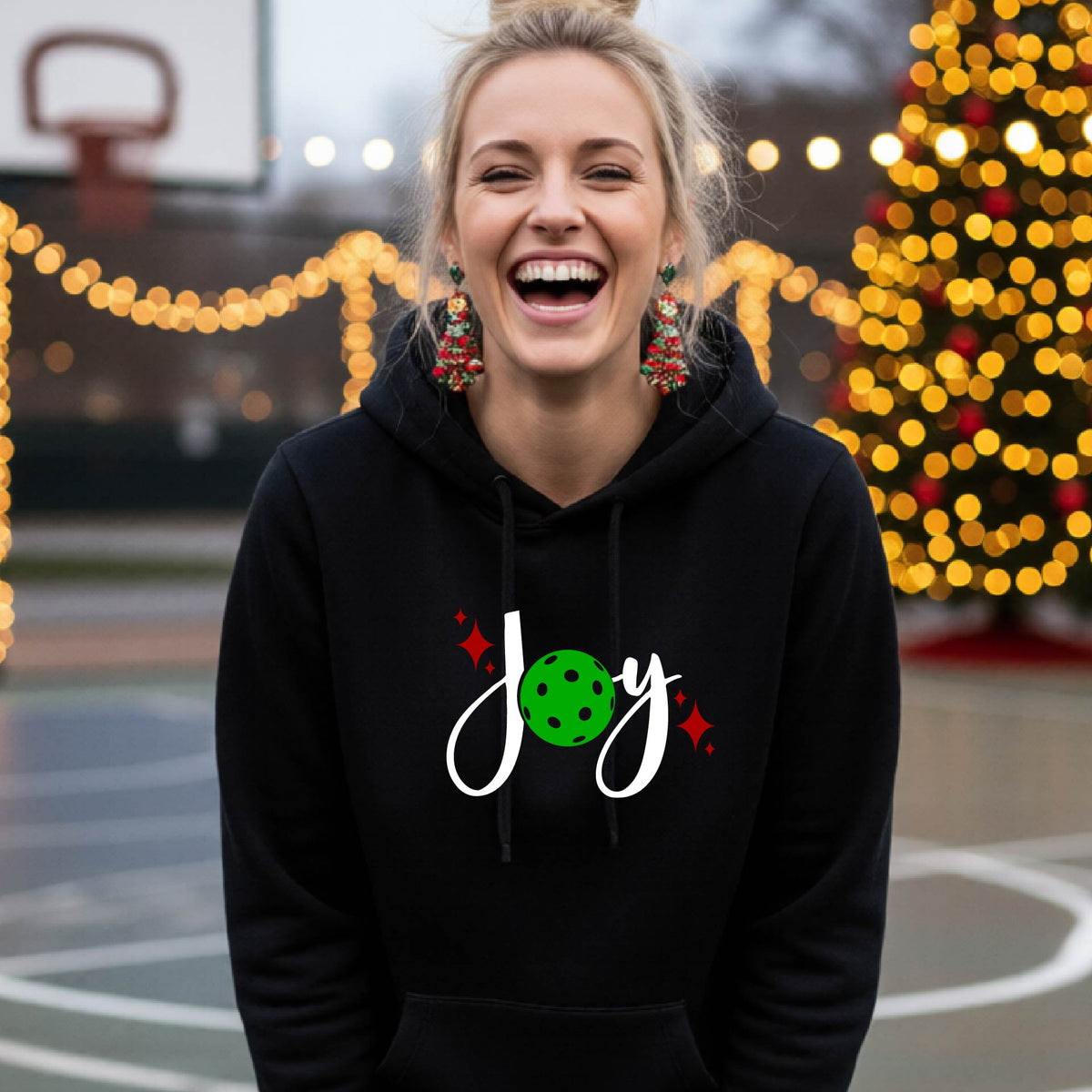 Women’s Christmas Pickleball Fitted Hoodie – Festive Holiday Pickleball Sweatshirt for Players