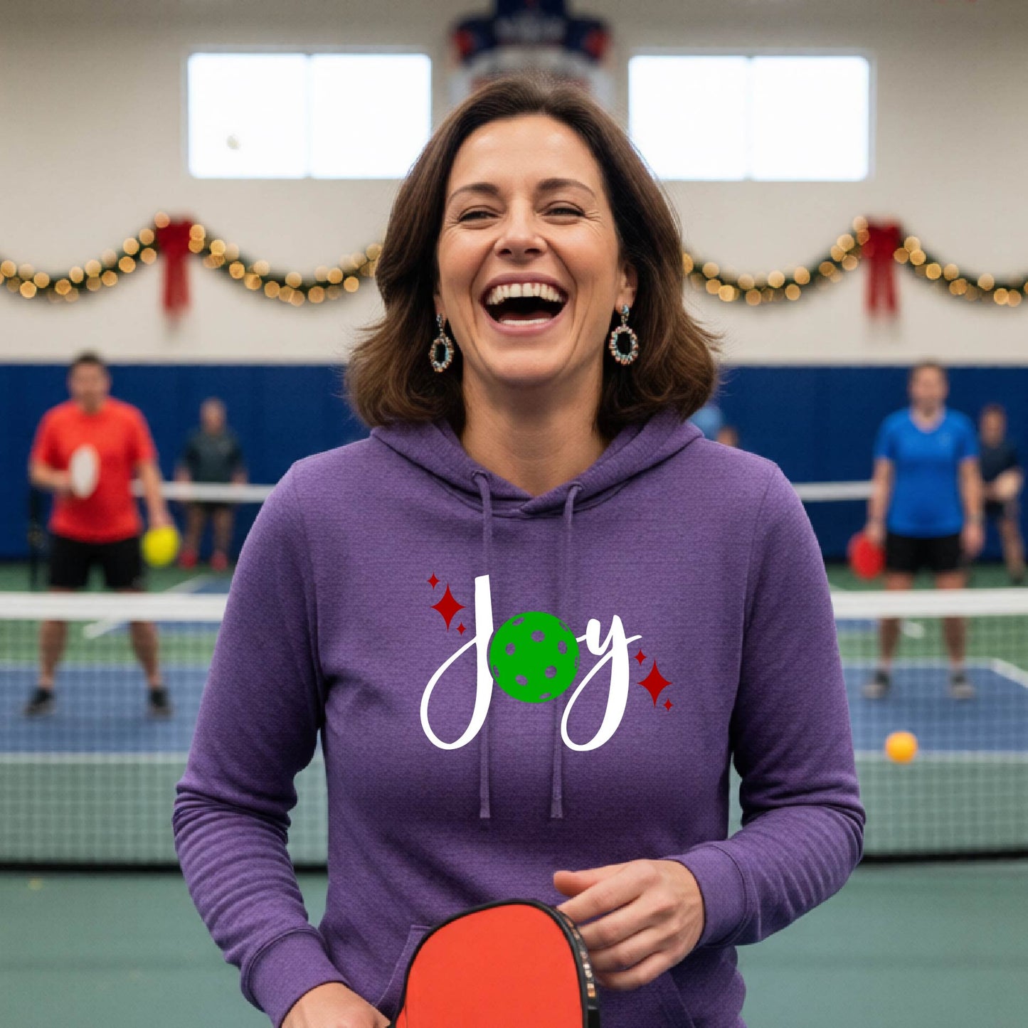 Women’s Christmas Pickleball Fitted Hoodie – Festive Holiday Pickleball Sweatshirt for Players