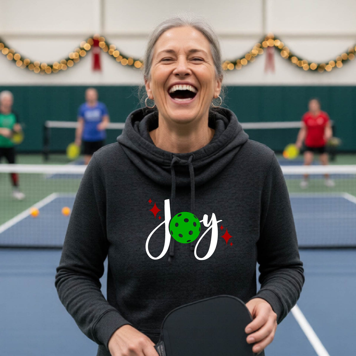 Women’s Christmas Pickleball Sweatshirt – Holiday Pickleball Cowl-Neck Hoodie & Festive Gift