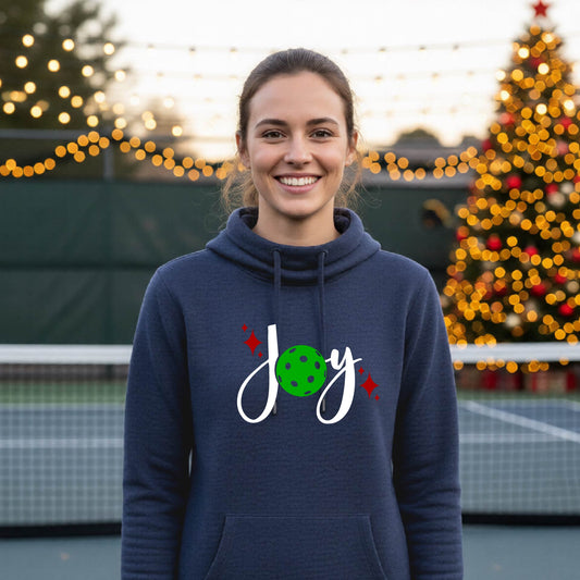 Women’s Christmas Pickleball Sweatshirt – Holiday Pickleball Cowl-Neck Hoodie & Festive Gift