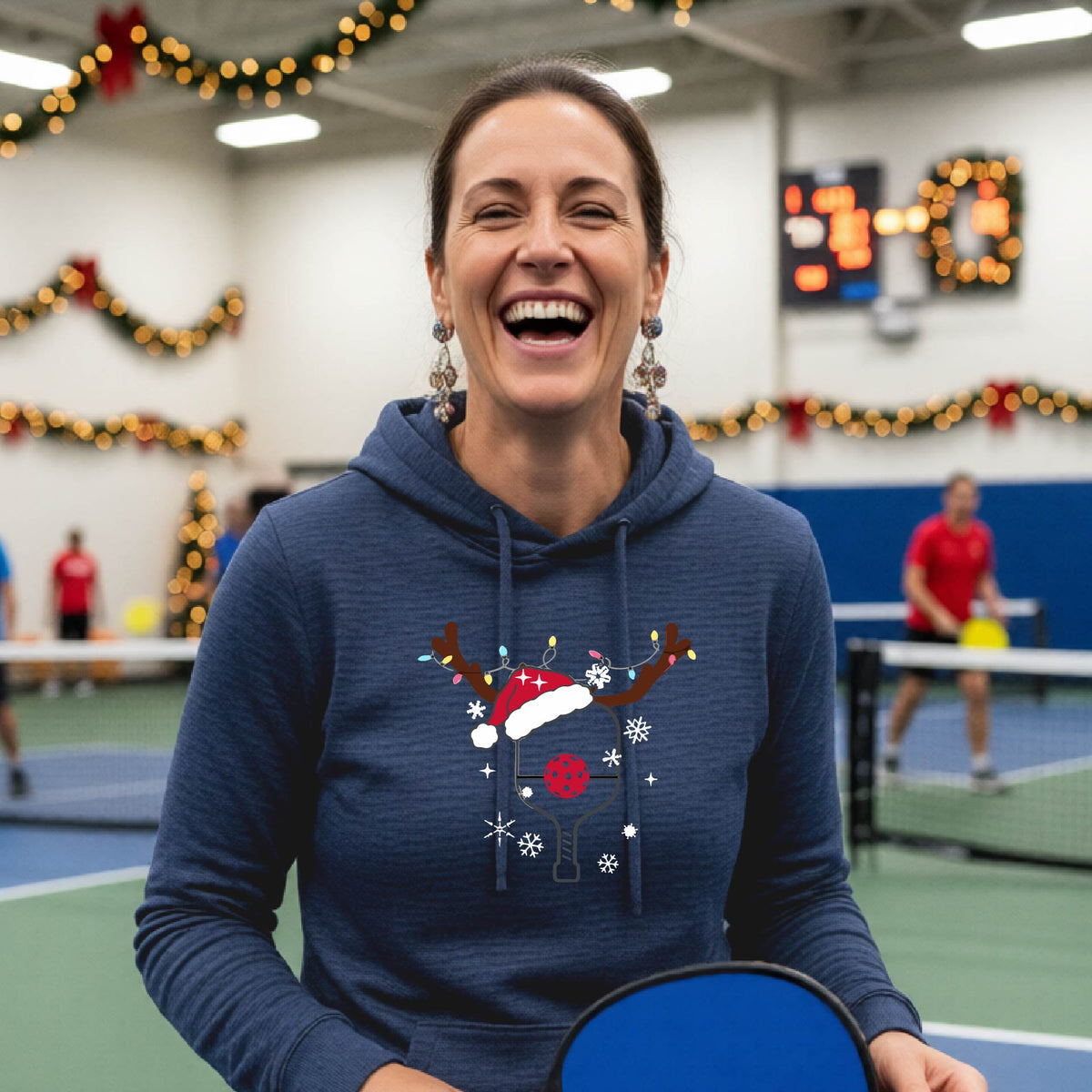 Women’s Christmas Pickleball Fitted Hoodies – Holiday Pickleball Hoodie Sweatshirt & Festive Gift