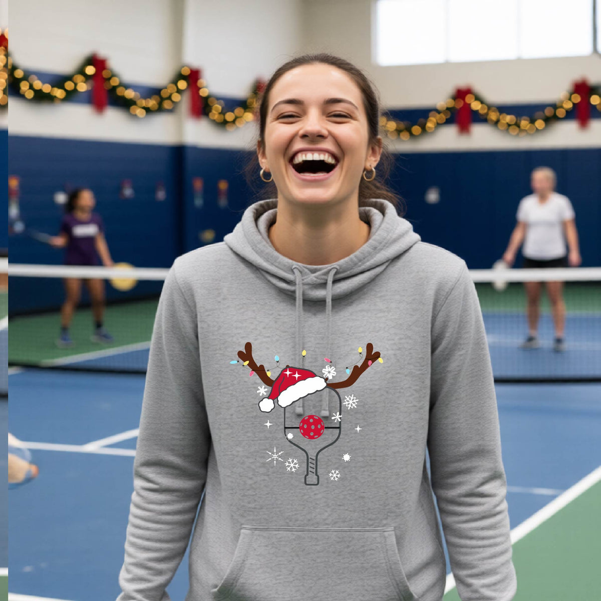 Women’s Holiday Pickleball Hoodie – Christmas Pickleball Sweatshirt & Festive Gift