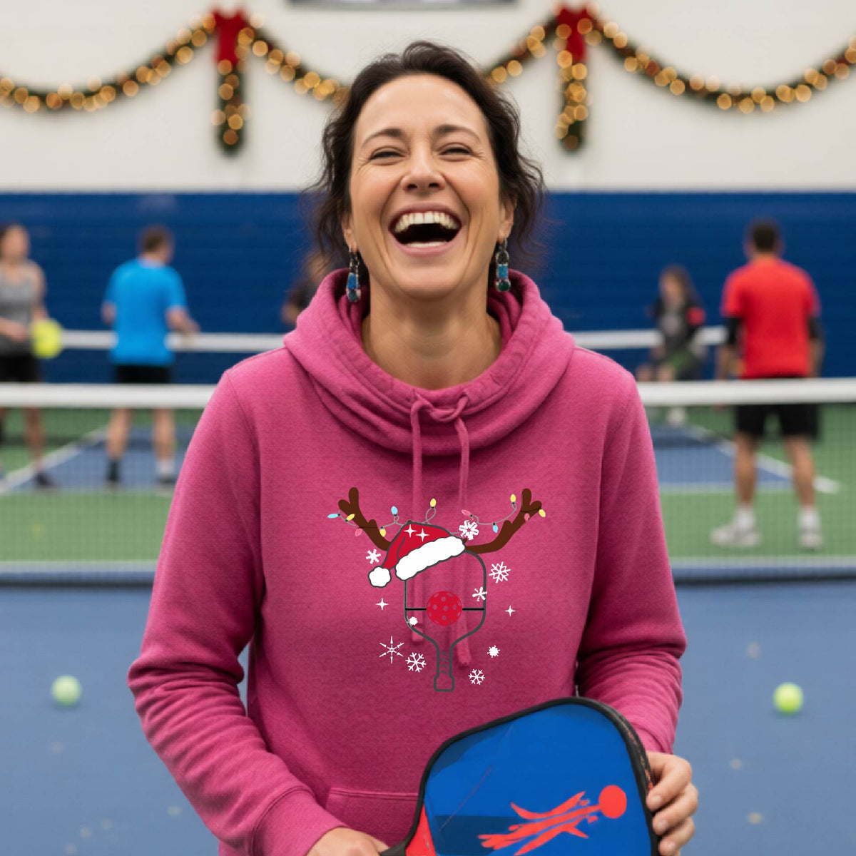 Women’s Holiday Pickleball Hoodie – Christmas Pickleball Sweatshirt & Festive Gift