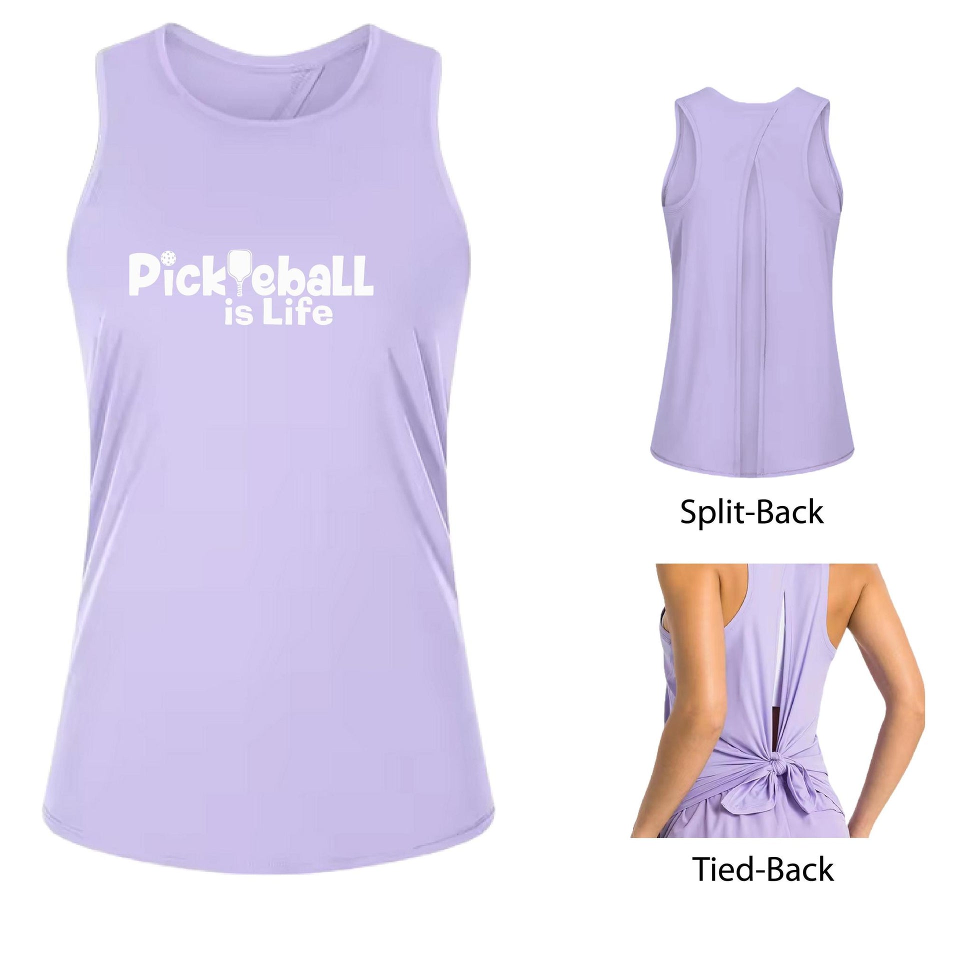 Pickleball is Life | Women's Split Back or Tied Back Pickleball Tank | 80/20 Nylon Spandex Mix