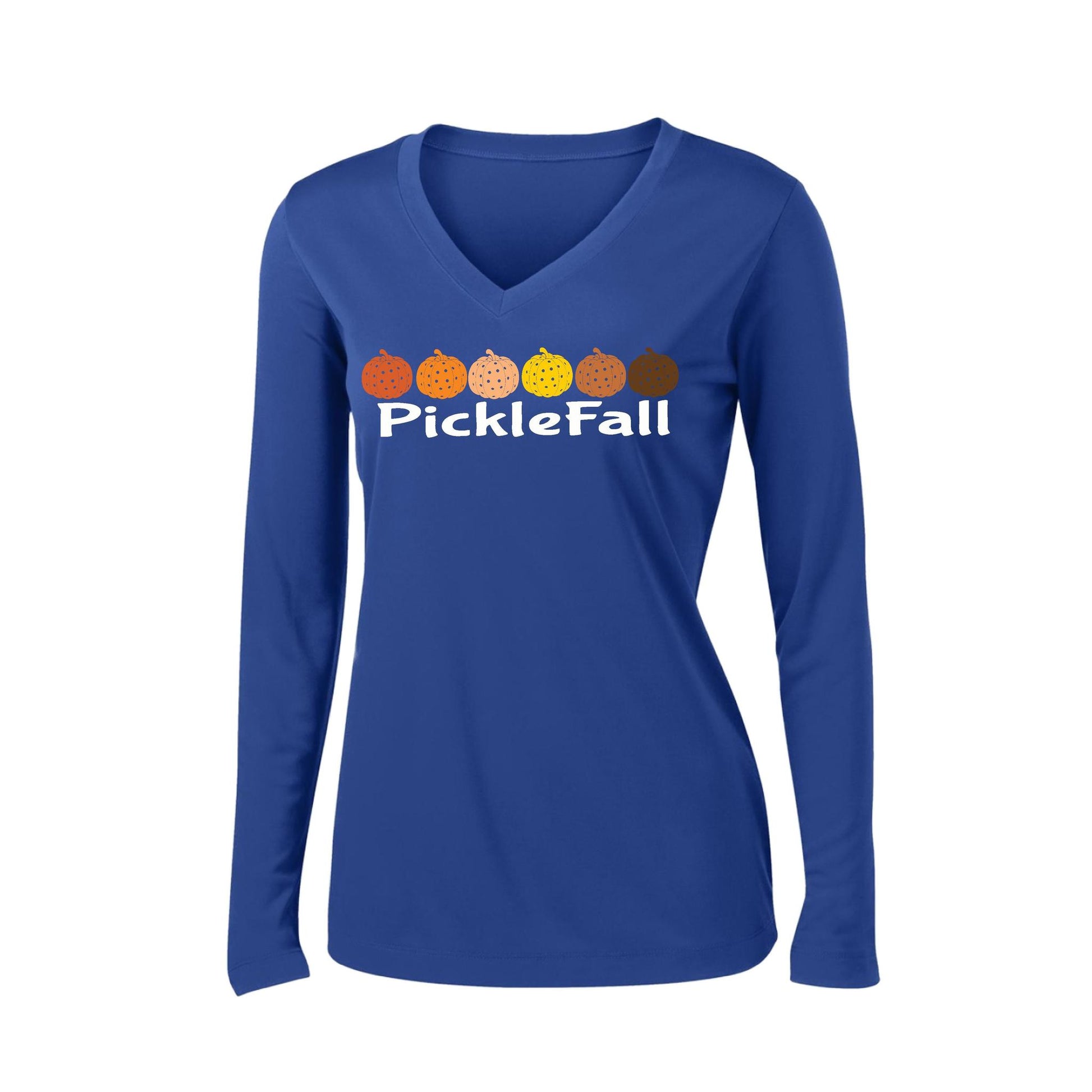 Picklefall | Women’s Long Sleeve V-Neck Pickleball Performance T-Shirt | 100% Polyester