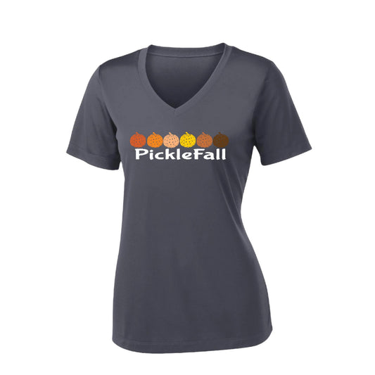 Picklefall | Women's Short Sleeve V-Neck Pickleball Performance T-Shirts | 100% Polyester