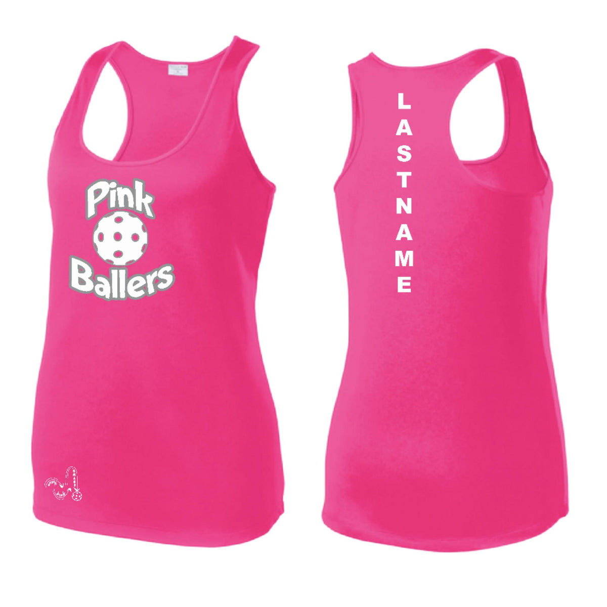 Pink Ballers | Custom Women’s Sleeveless Racerback Performance Tank Shirt | 100% Polyester
