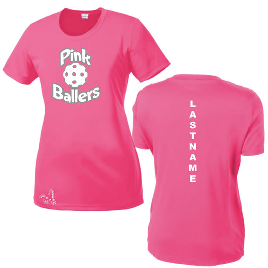 Pink Ballers | Customizable Women’s Short Sleeve Crew Neck Performance T-Shirt | 100% Polyester