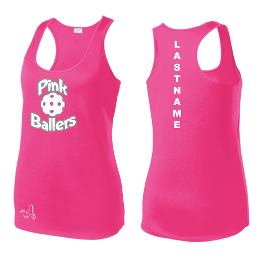 Pink Ballers | Customizable Women’s Sleeveless Racerback Tank Shirt | 100% Polyester