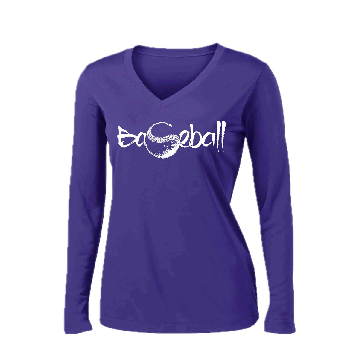 Pitch Perfect | Women’s Long Sleeve V-Neck Baseball Performance T-Shirt | 100% Polyester