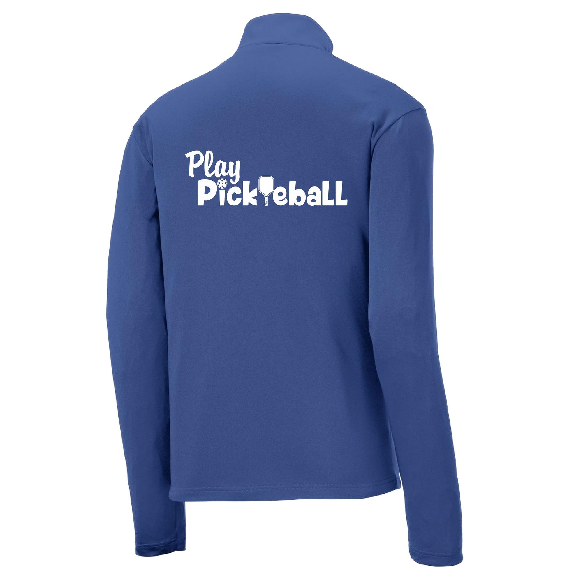 Play Pickleball | Men's 1/4 Zip Long Sleeve Pullover Athletic Performance Shirt | 100% Polyester