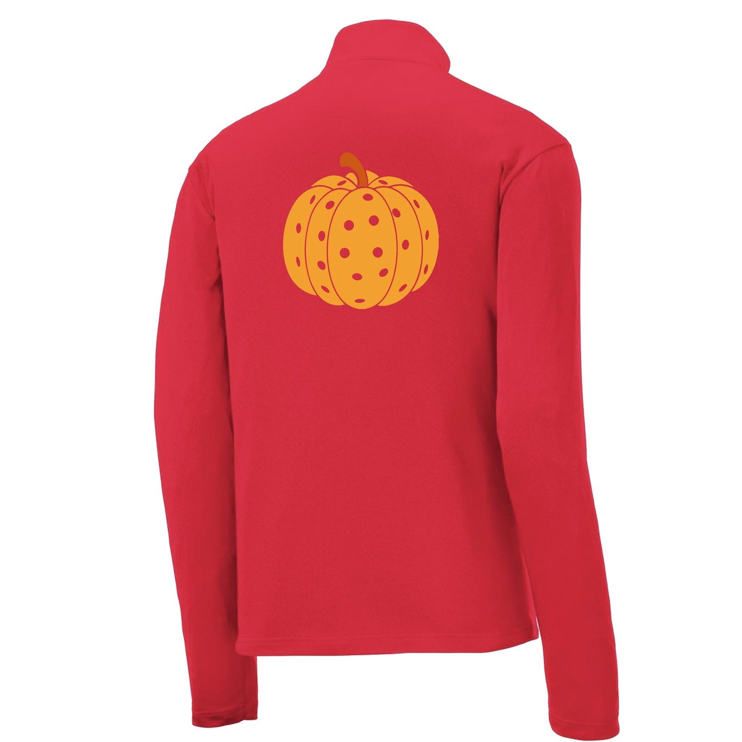 Pumpkin Pickleball | Men's 1/4 Zip Long Sleeve Pullover Athletic Performance Shirt | 100% Polyester