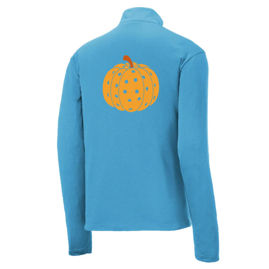 Pumpkin Pickleball | Men's 1/4 Zip Long Sleeve Pullover Athletic Performance Shirt | 100% Polyester