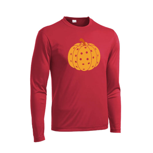 Pumpkin Pickleball | Men's Long Sleeve Athletic Performance T-Shirt | 100% Polyester