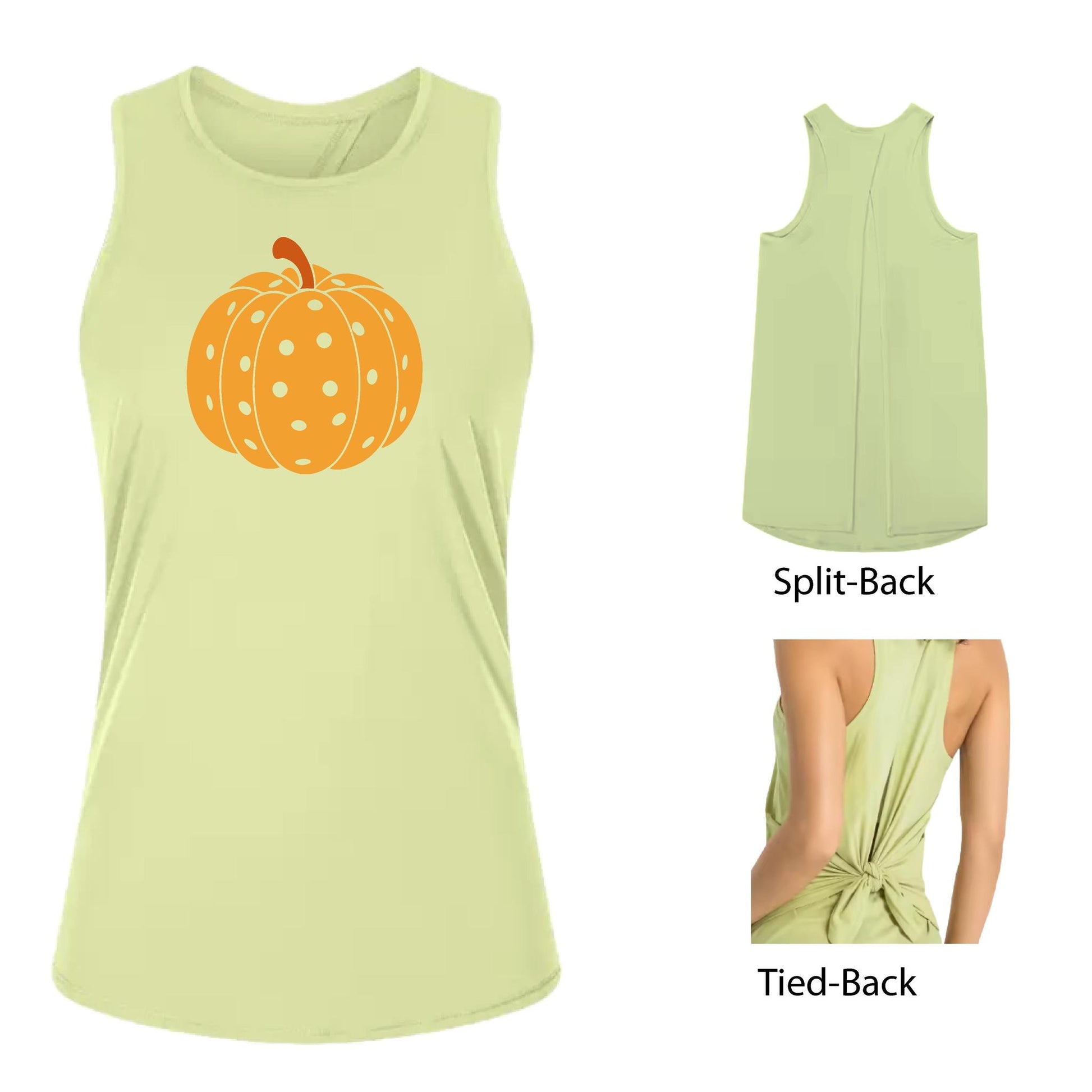 Pumpkin Pickleball | Women's Split Back or Tied Back Pickleball Performance Tank | 80/20 Nylon Spandex Mix