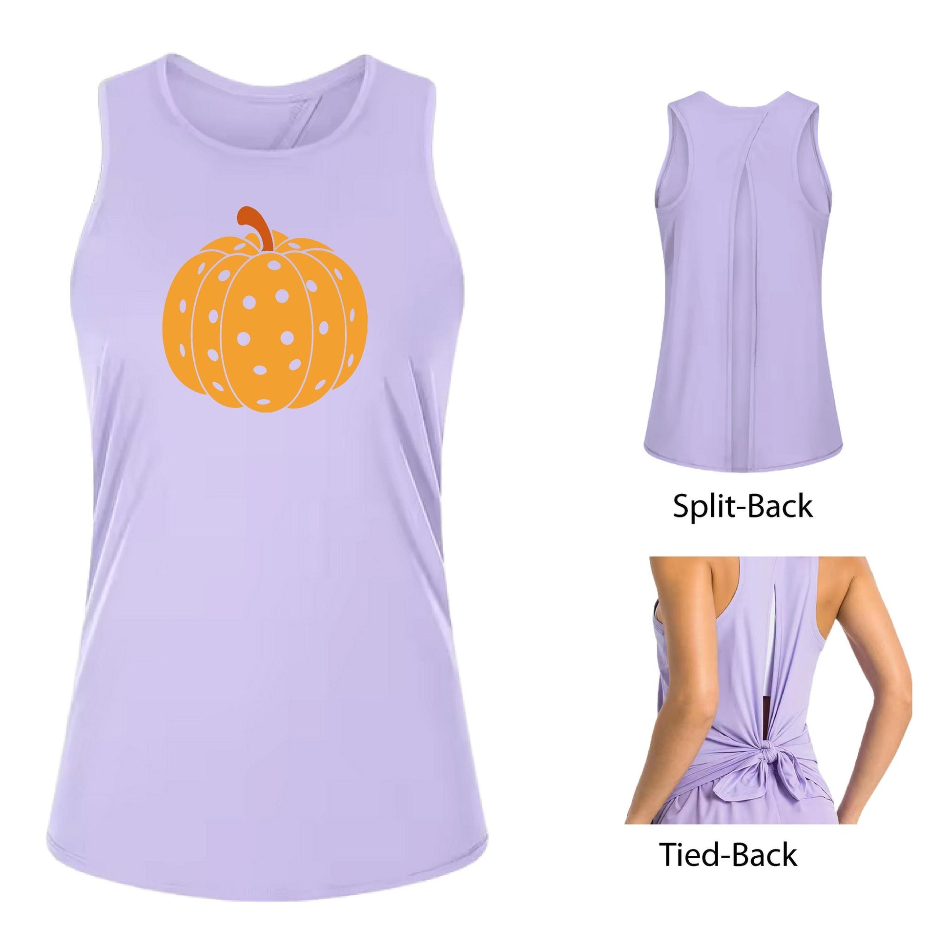 Pumpkin Pickleball | Women's Split Back or Tied Back Pickleball Performance Tank | 80/20 Nylon Spandex Mix