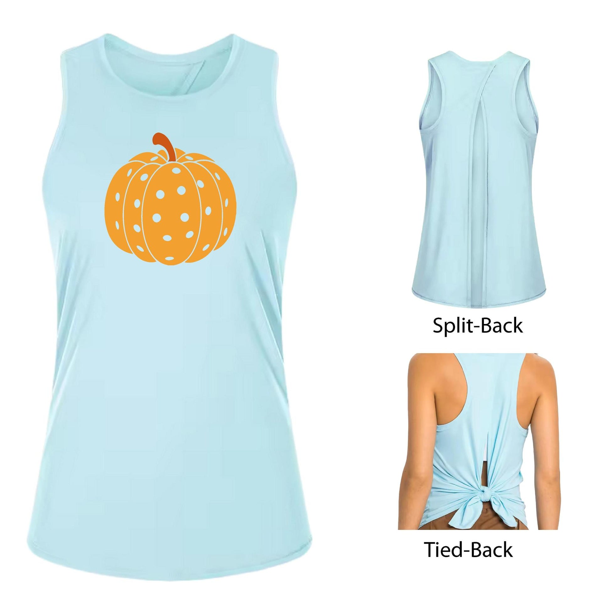 Pumpkin Pickleball | Women's Split Back or Tied Back Pickleball Performance Tank | 80/20 Nylon Spandex Mix