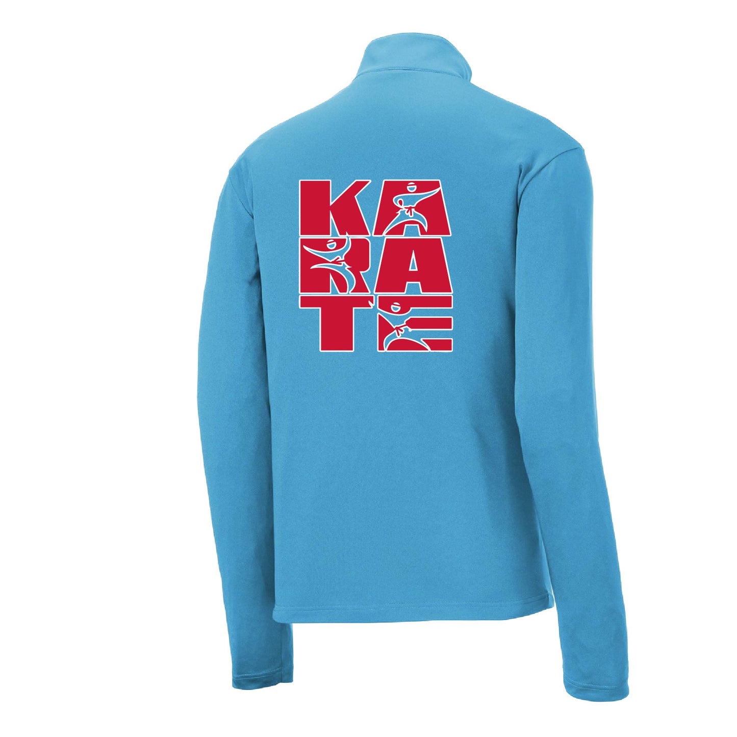 Karate Stacked | Men's 1/4 Zip Long Sleeve Pullover Athletic Karate Performance Shirt | 100% Polyester