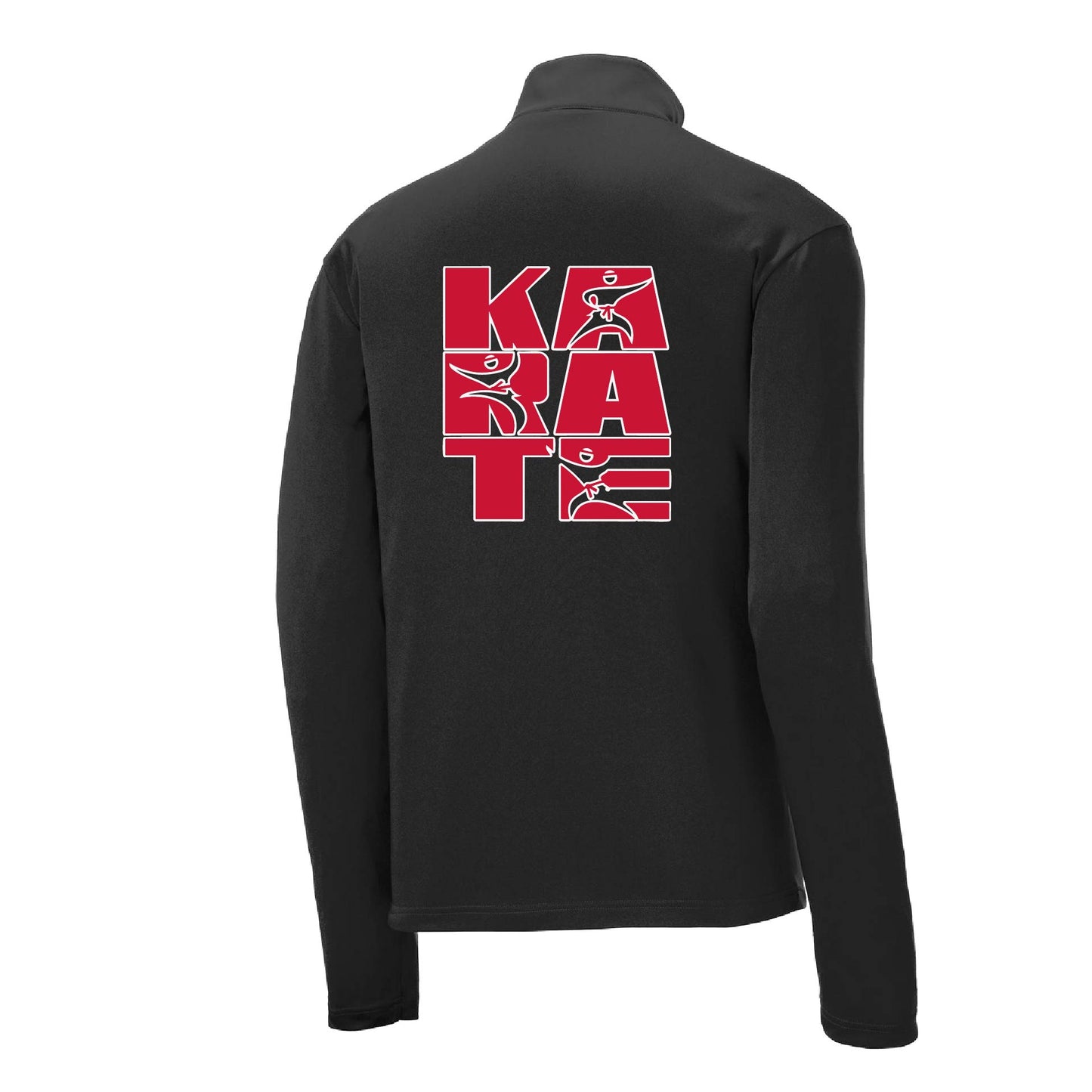 Karate Stacked | Men's 1/4 Zip Long Sleeve Pullover Athletic Karate Performance Shirt | 100% Polyester