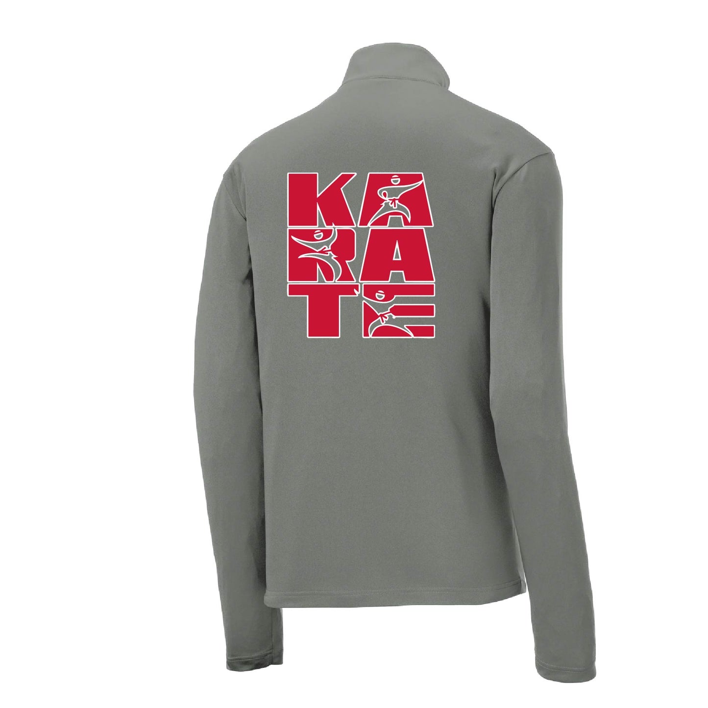Karate Stacked | Men's 1/4 Zip Long Sleeve Pullover Athletic Karate Performance Shirt | 100% Polyester