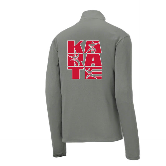 Karate Stacked | Men's 1/4 Zip Long Sleeve Pullover Athletic Karate Performance Shirt | 100% Polyester
