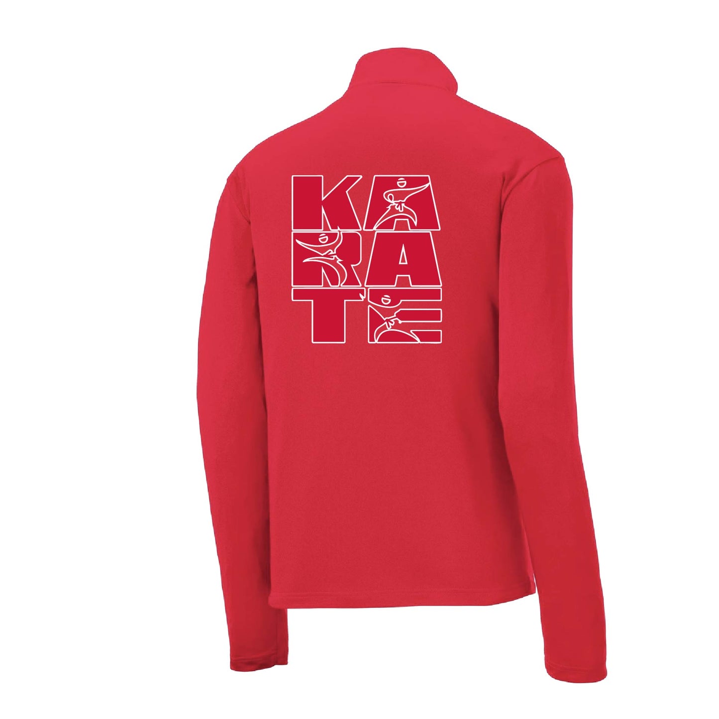 Karate Stacked | Men's 1/4 Zip Long Sleeve Pullover Athletic Karate Performance Shirt | 100% Polyester