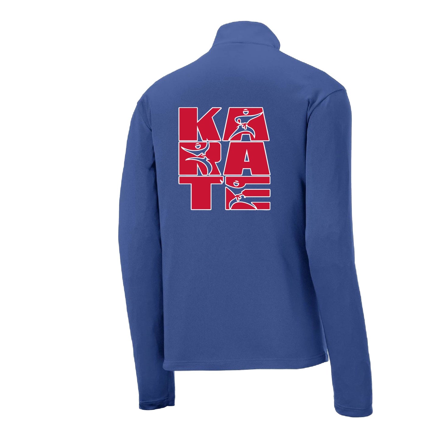 Karate Stacked | Men's 1/4 Zip Long Sleeve Pullover Athletic Karate Performance Shirt | 100% Polyester