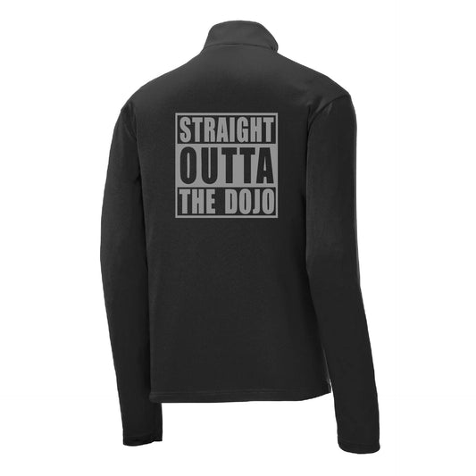 Straight Otta the Dojo | Men's 1/4 Zip Long Sleeve Pullover Athletic Karate Performance Shirt | 100% Polyester