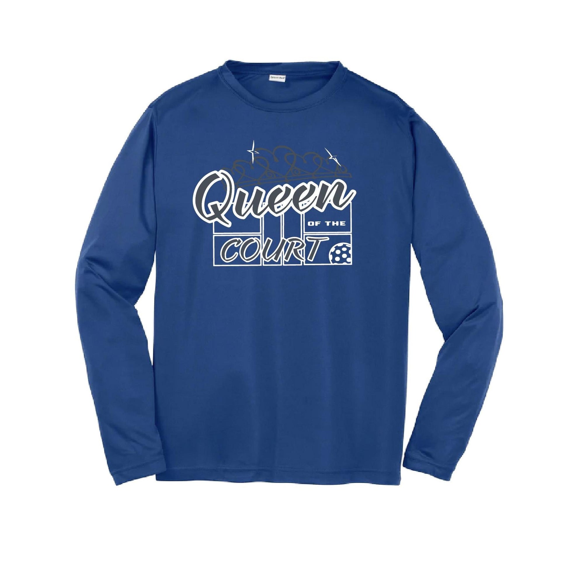 Queen Of The Court | Youth Long Sleeve Pickleball Performance T-Shirts | 100% Polyester