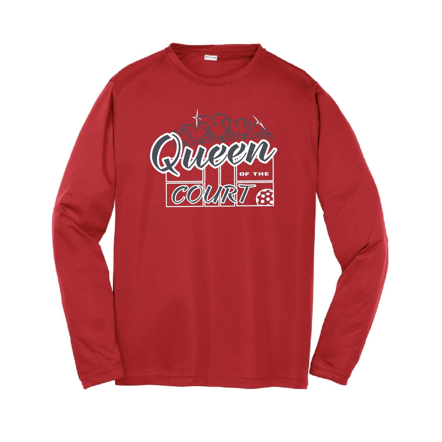 Queen Of The Court | Youth Long Sleeve Pickleball Performance T-Shirts | 100% Polyester