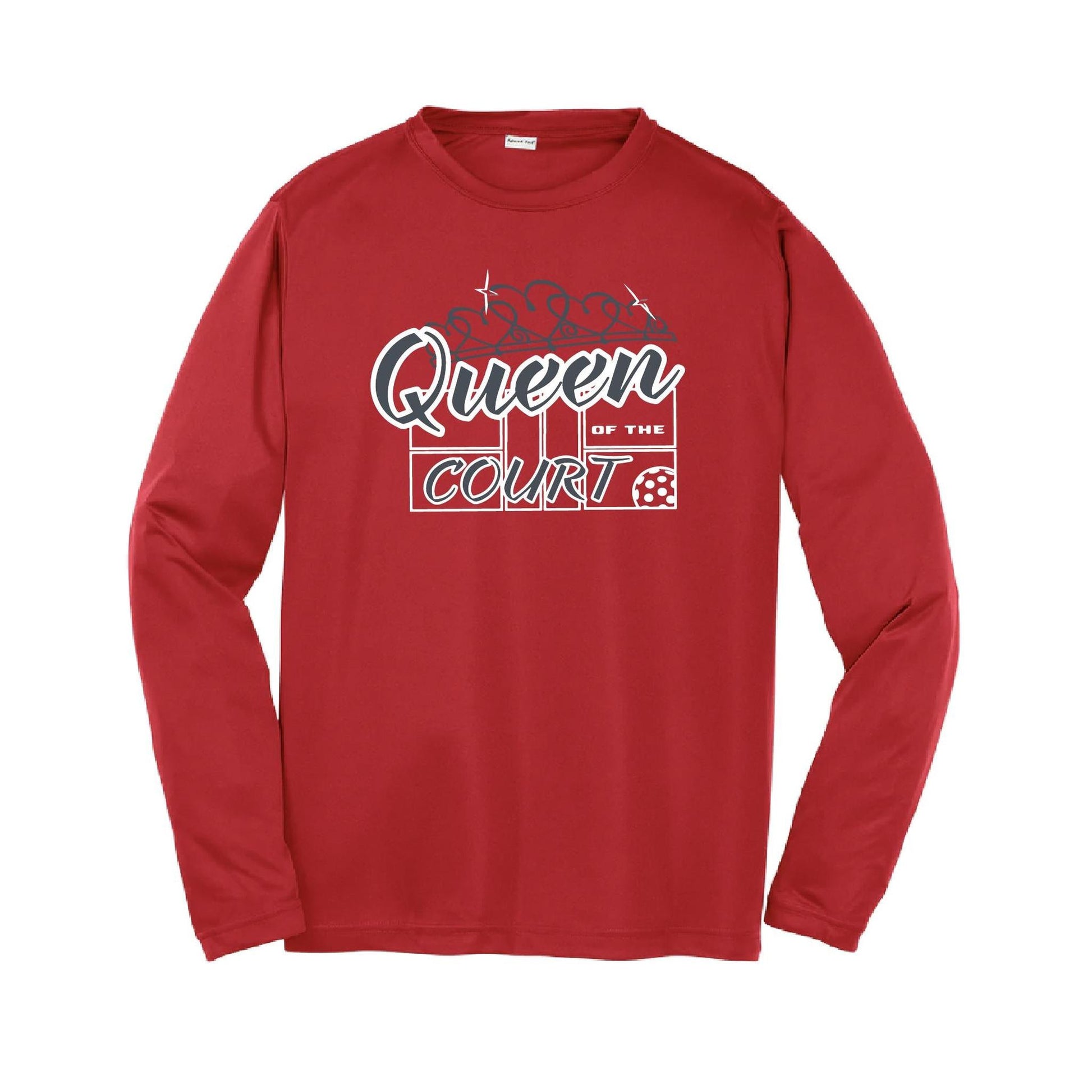 Queen Of The Court | Youth Long Sleeve Pickleball Performance T-Shirts | 100% Polyester