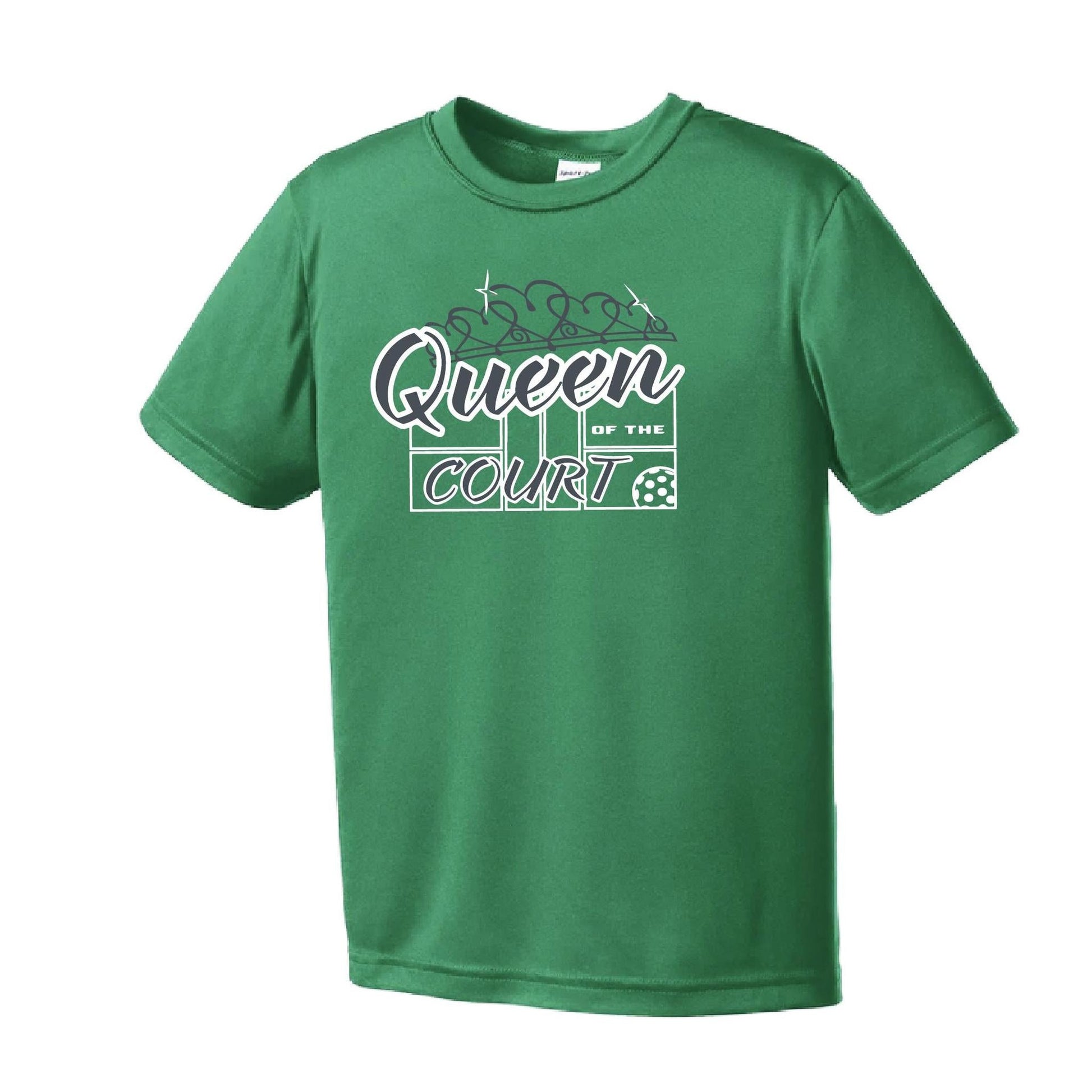 Queen Of The Court | Youth Short Sleeve Pickleball Performance T-Shirts | 100% Polyester