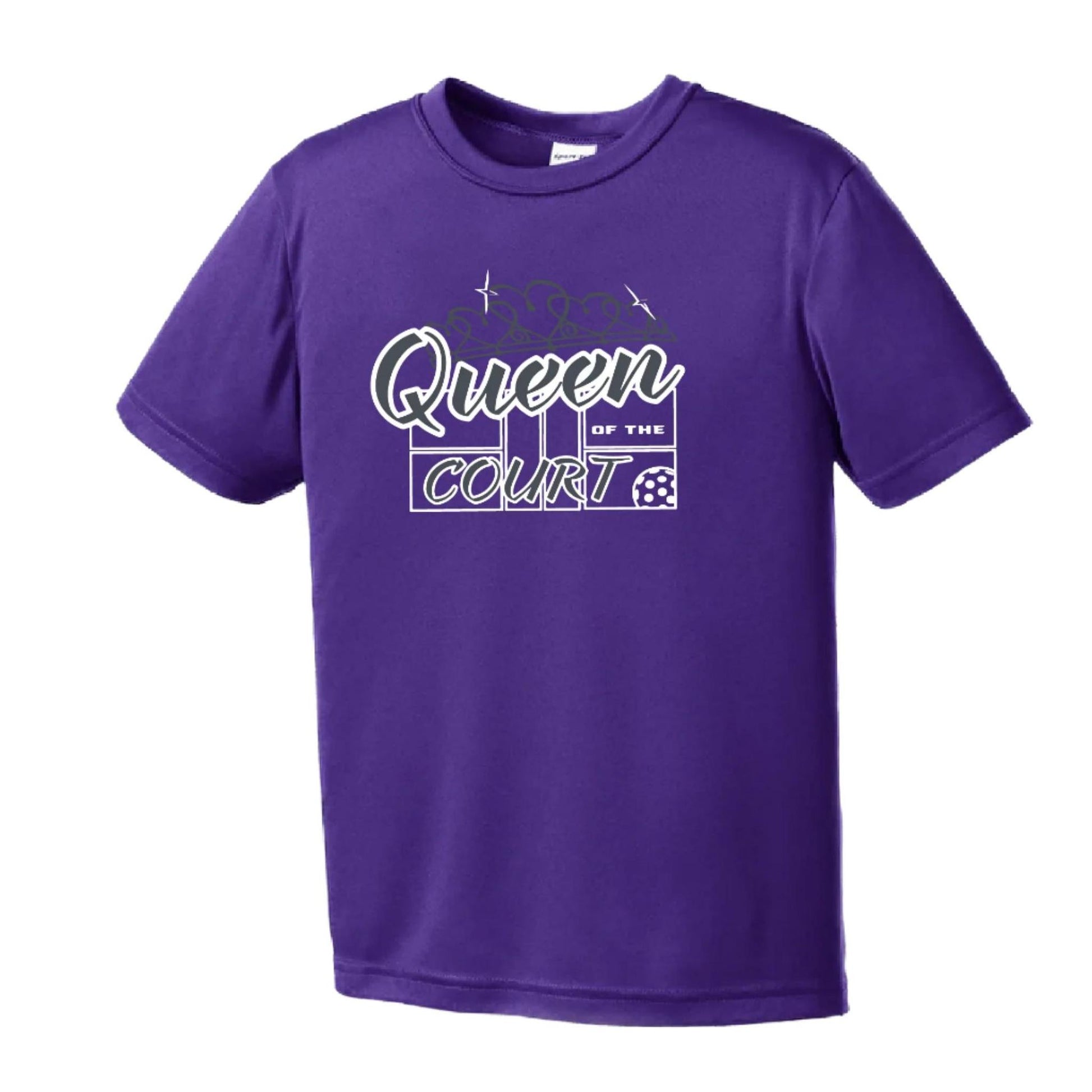 Queen Of The Court | Youth Short Sleeve Pickleball Performance T-Shirts | 100% Polyester