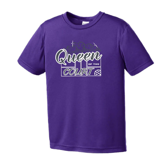 Queen Of The Court | Youth Short Sleeve Pickleball Performance T-Shirts | 100% Polyester