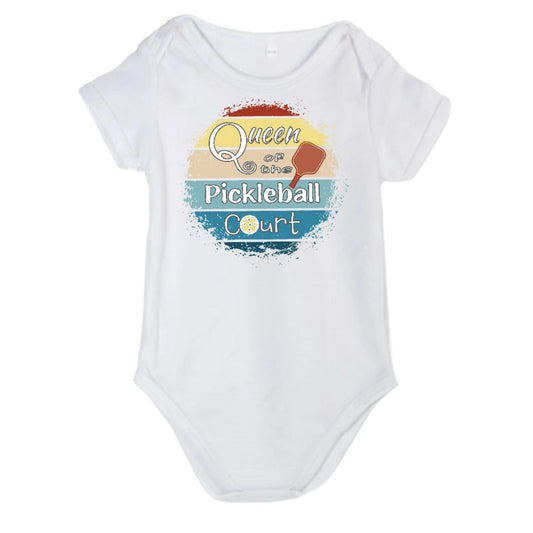 Queen of the Pickleball Court | Infant Short Sleeve One Piece Bodysuit | 100% Cotton