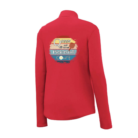 Queen of the Pickleball Court | Women's 1/4 Zip Pickleball Performance Pullover Shirt | 100% Polyester